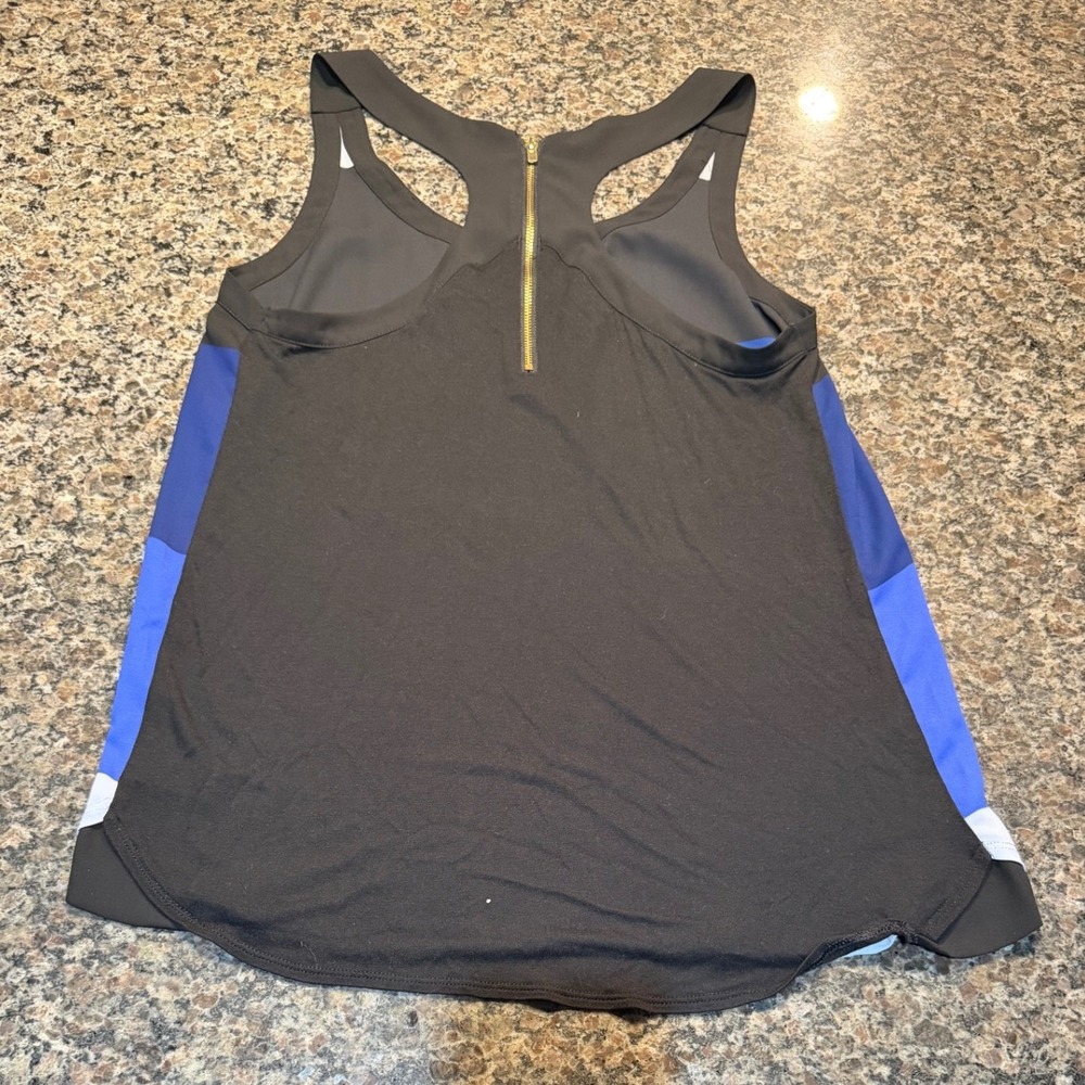 Express Colorblock Racerback Tank Top Blue Black White Gold Zipper Size M - Picture 2 of 6